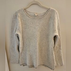 J.Crew Light Gray and cream Striped merino wool blend Sweater size M